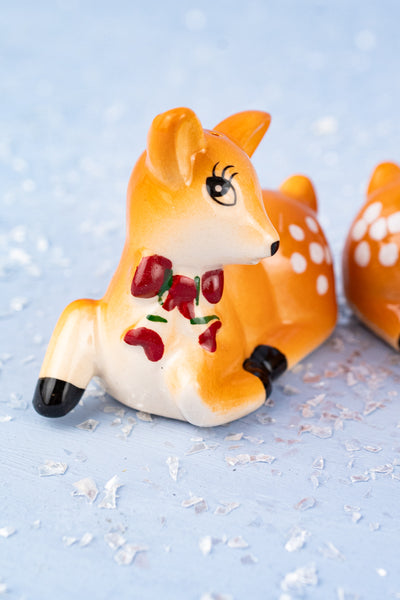 Ceramic Holiday Deer Salt & Pepper Set