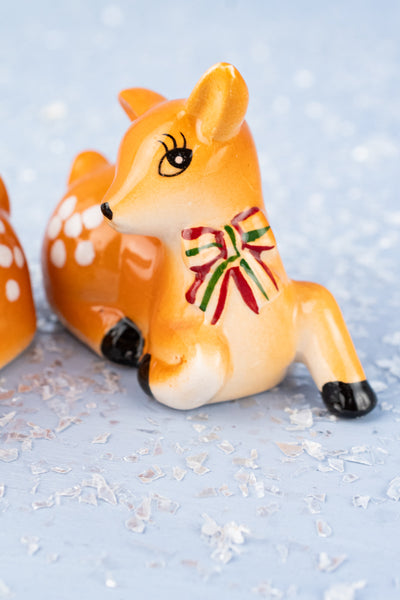 Ceramic Holiday Deer Salt & Pepper Set