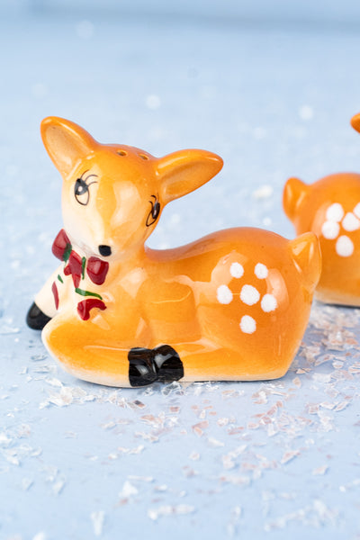 Ceramic Holiday Deer Salt & Pepper Set