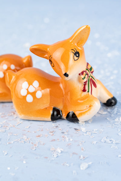 Ceramic Holiday Deer Salt & Pepper Set