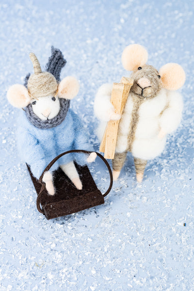 Chamonix Camille & Sledding Soloman Mouse Ornaments