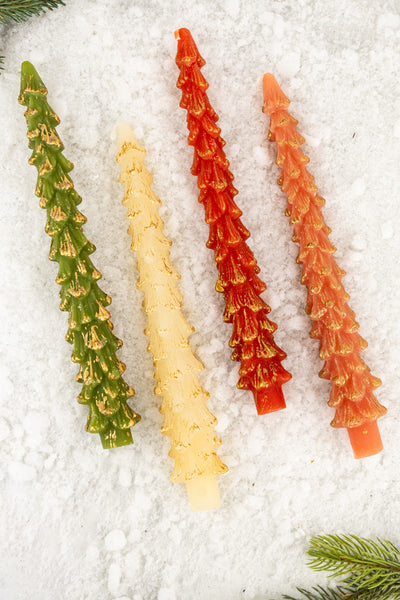 Christmas Tree Taper Candles - Set of 2