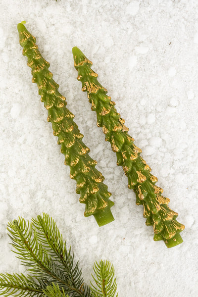 Christmas Tree Taper Candles - Set of 2