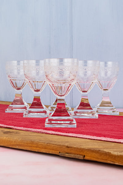 Antique Crystal Wine Glasses - Set of 6
