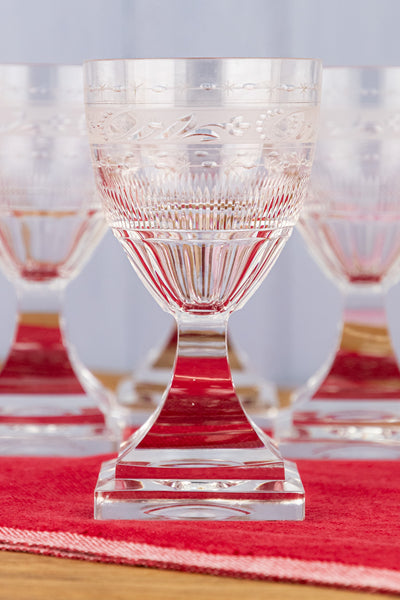 Antique Crystal Wine Glasses - Set of 6