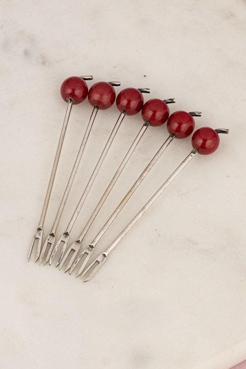 Vintage Silverplate Cocktail Picks & Case