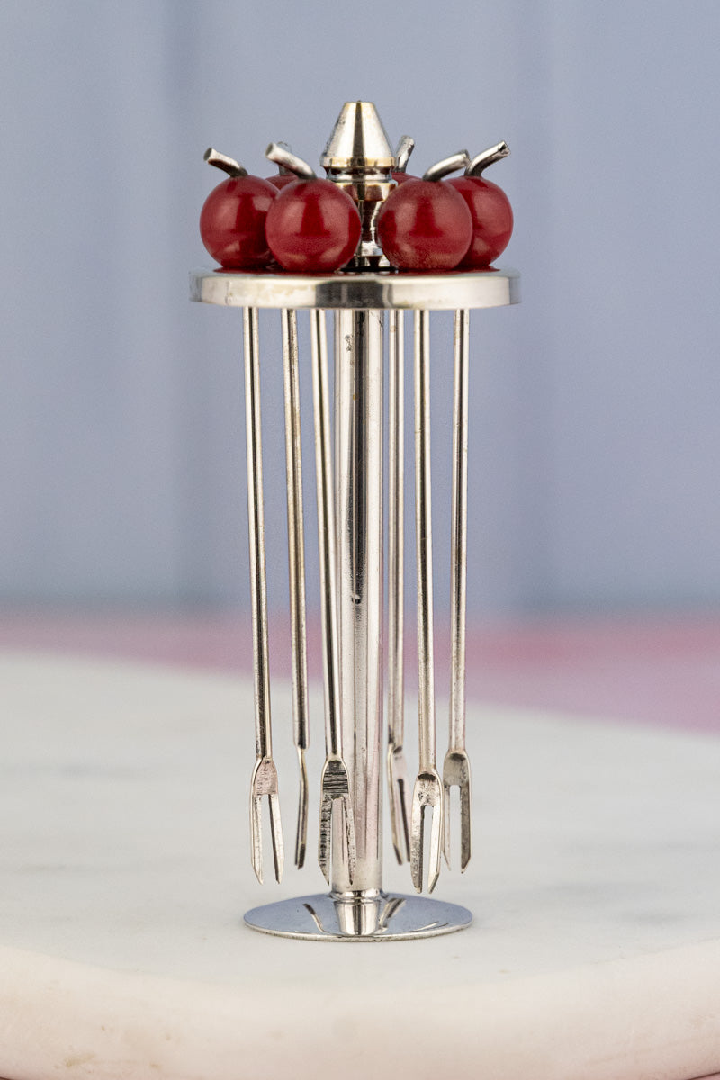 Vintage Silverplate Cocktail Picks & Case