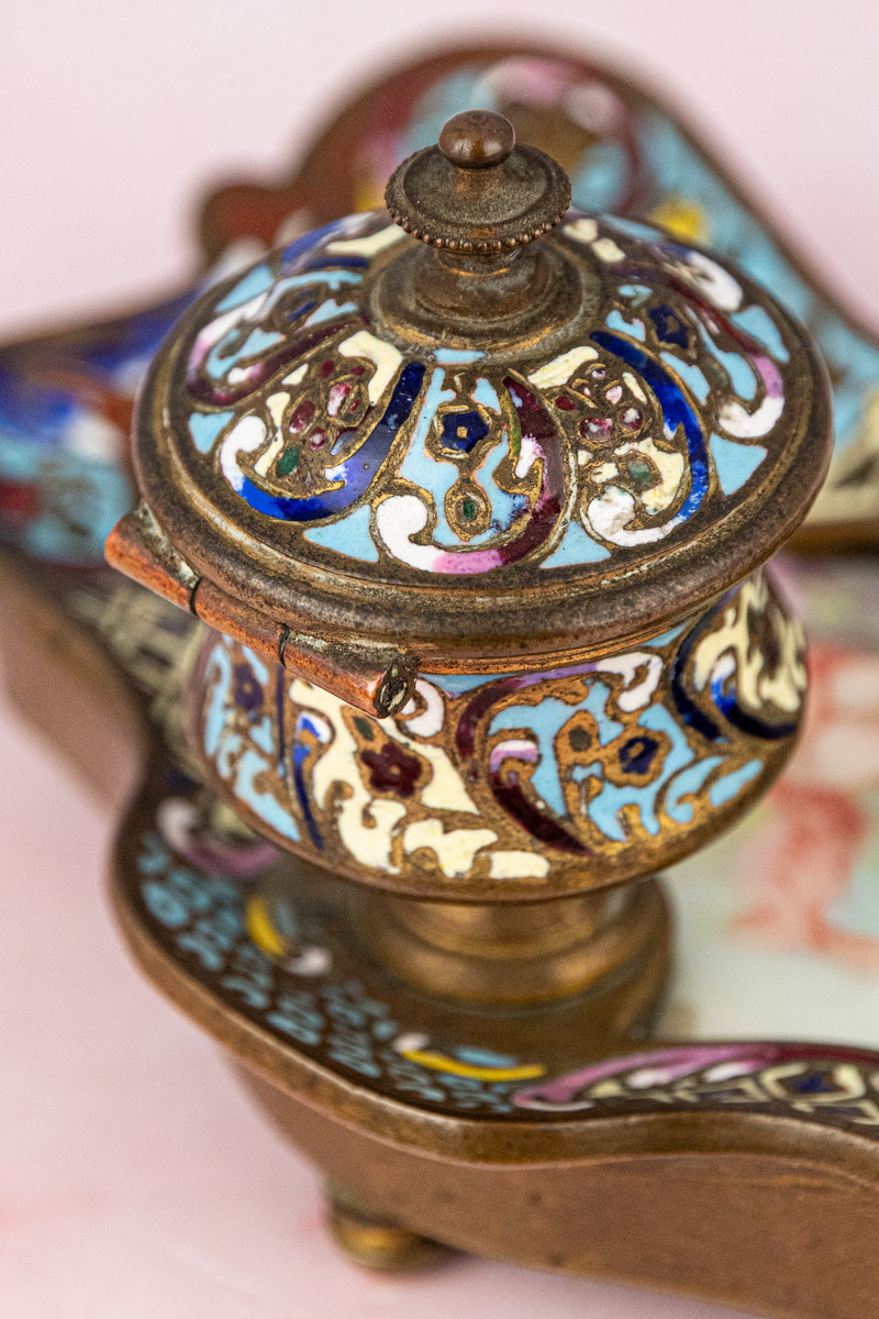 Antique French Champlevé Desk Set
