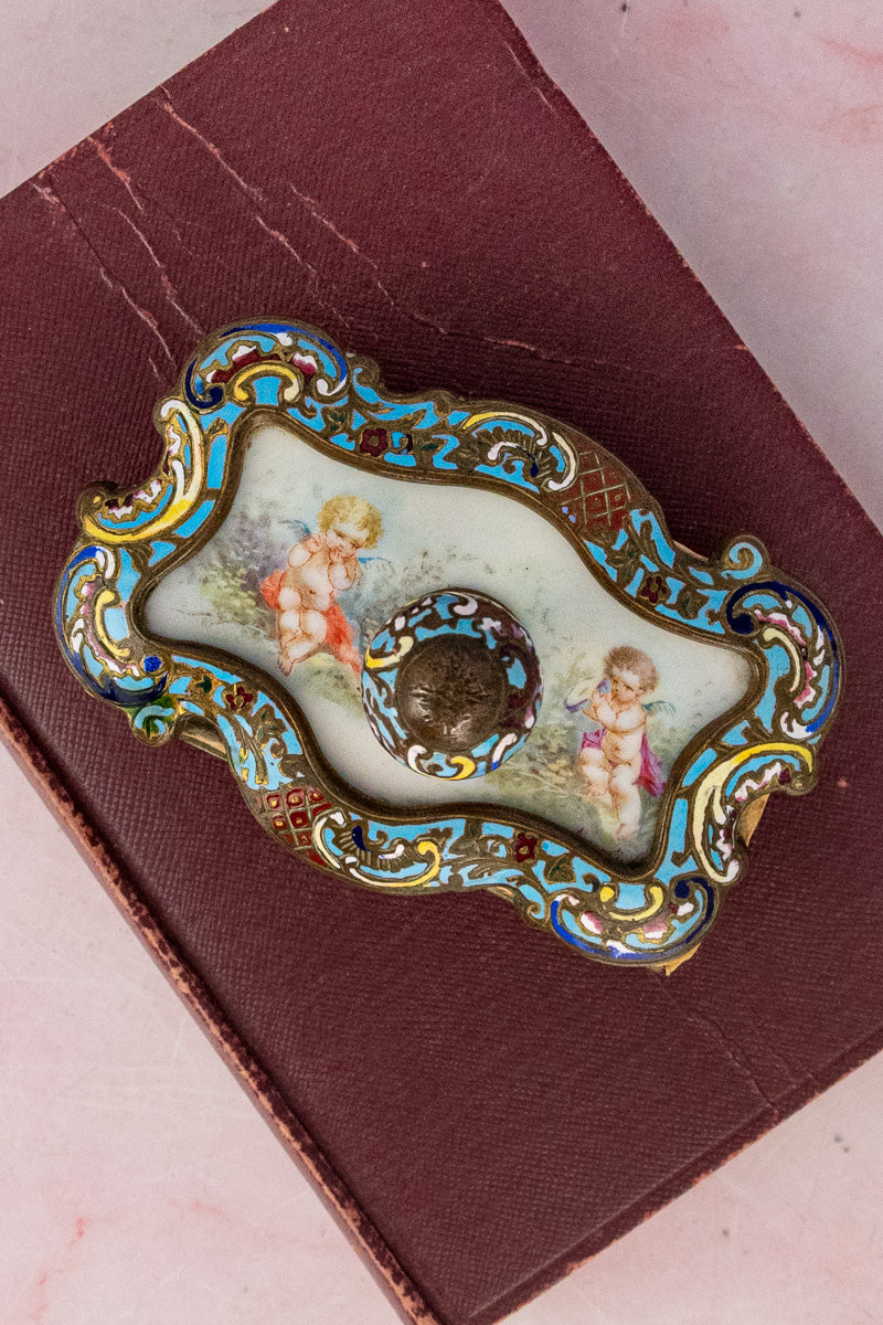 Antique French Champlevé Desk Set