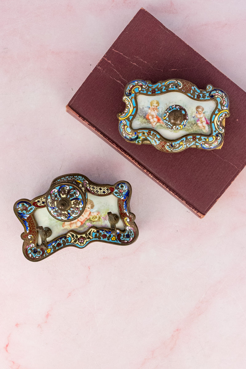 Antique French Champlevé Desk Set
