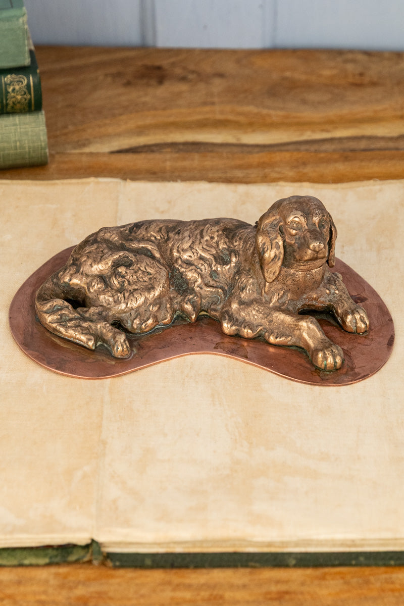 Antique French Spaniel Inkwell
