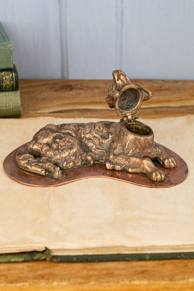 Antique French Spaniel Inkwell