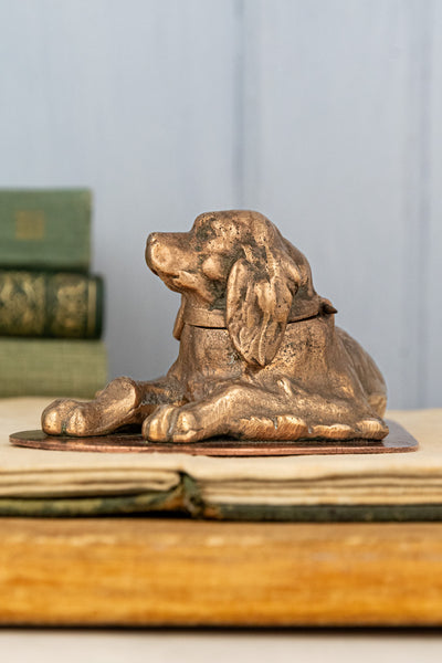 Antique French Spaniel Inkwell