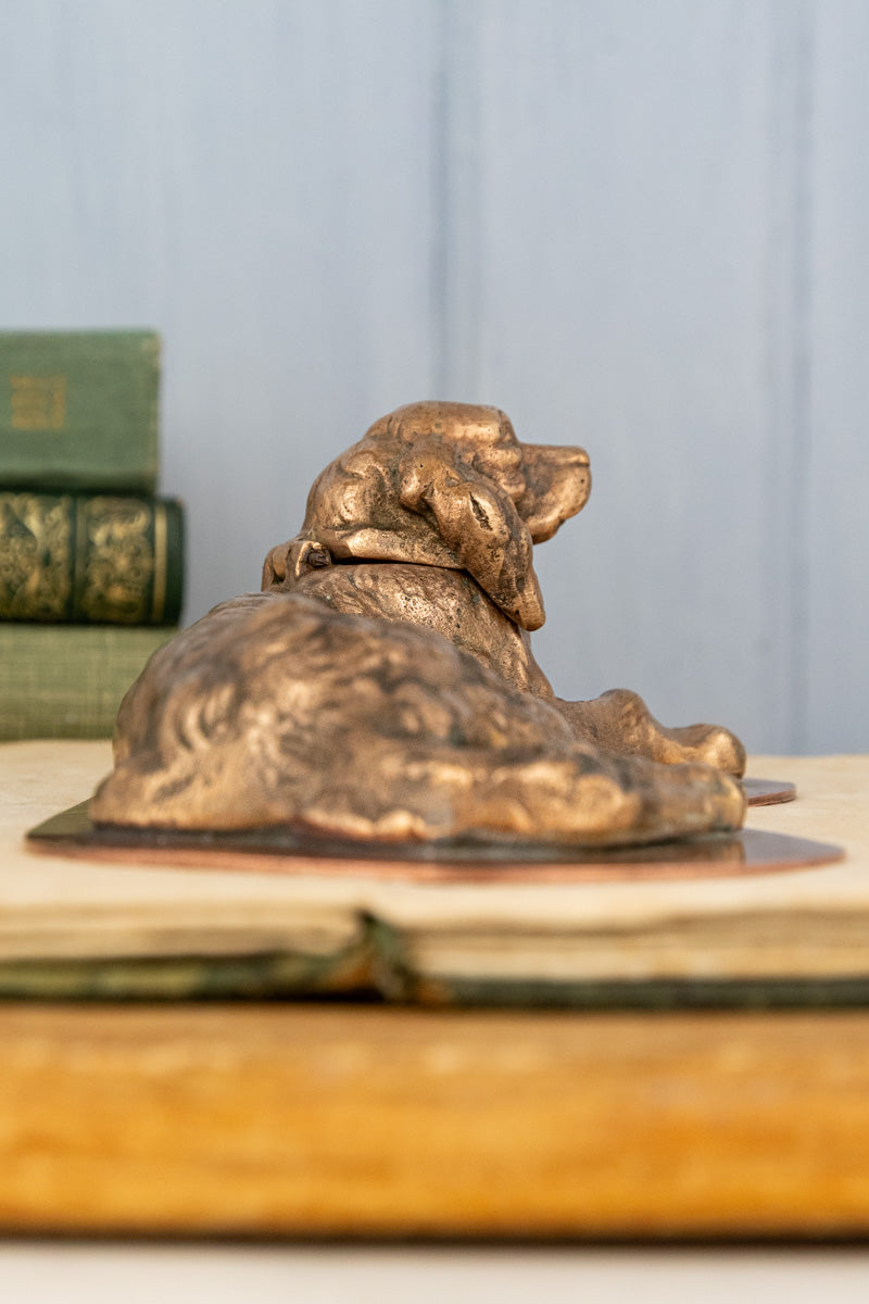 Antique French Spaniel Inkwell