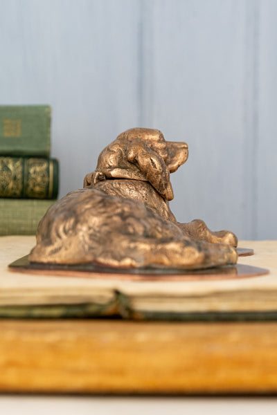Antique French Spaniel Inkwell