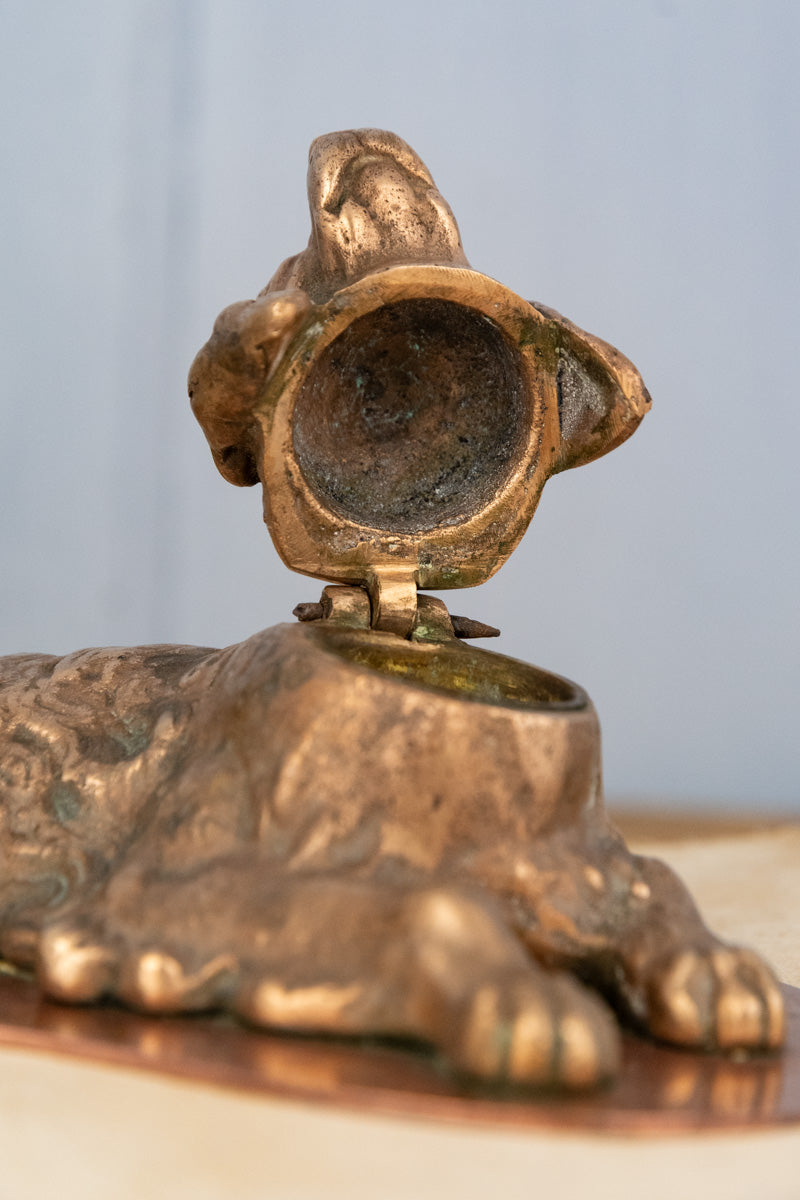 Antique French Spaniel Inkwell