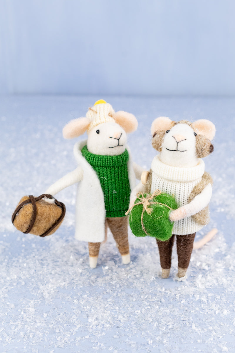 Earmuff Eleanor & Traveling Tina Mouse Ornaments, image 1 of 8