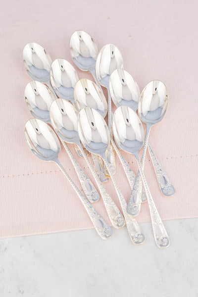 Edwardian 1905 Sterling Silver Teaspoon Set - Boxed Set of 12