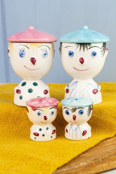 Vintage Clown Egg Cup Service for Two