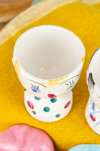 Vintage Clown Egg Cup Service for Two