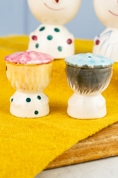 Vintage Clown Egg Cup Service for Two
