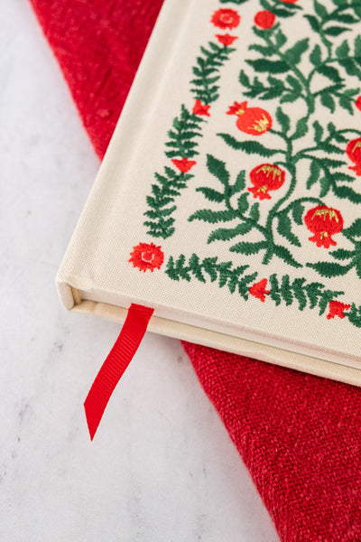 Embroidered Christmastide Pomegranate Guest Book