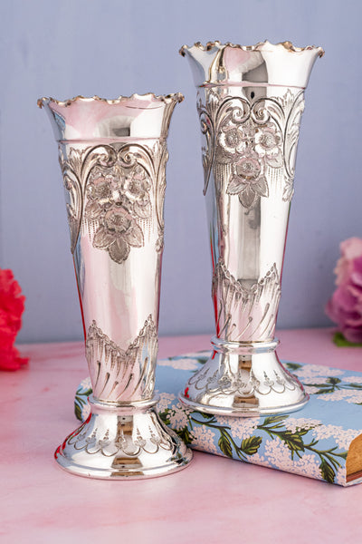 English Silverplate Vase Pair