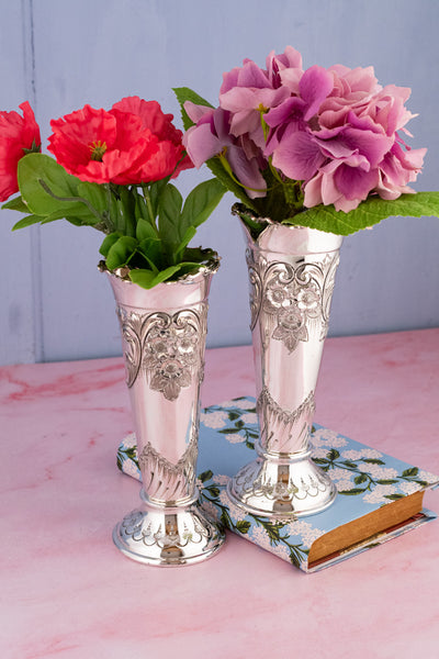 English Silverplate Vase Pair