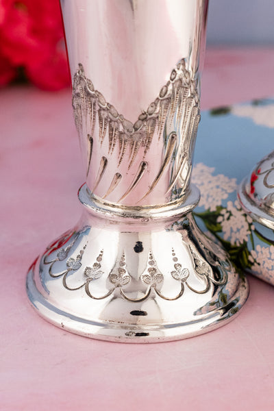English Silverplate Vase Pair