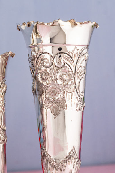 English Silverplate Vase Pair
