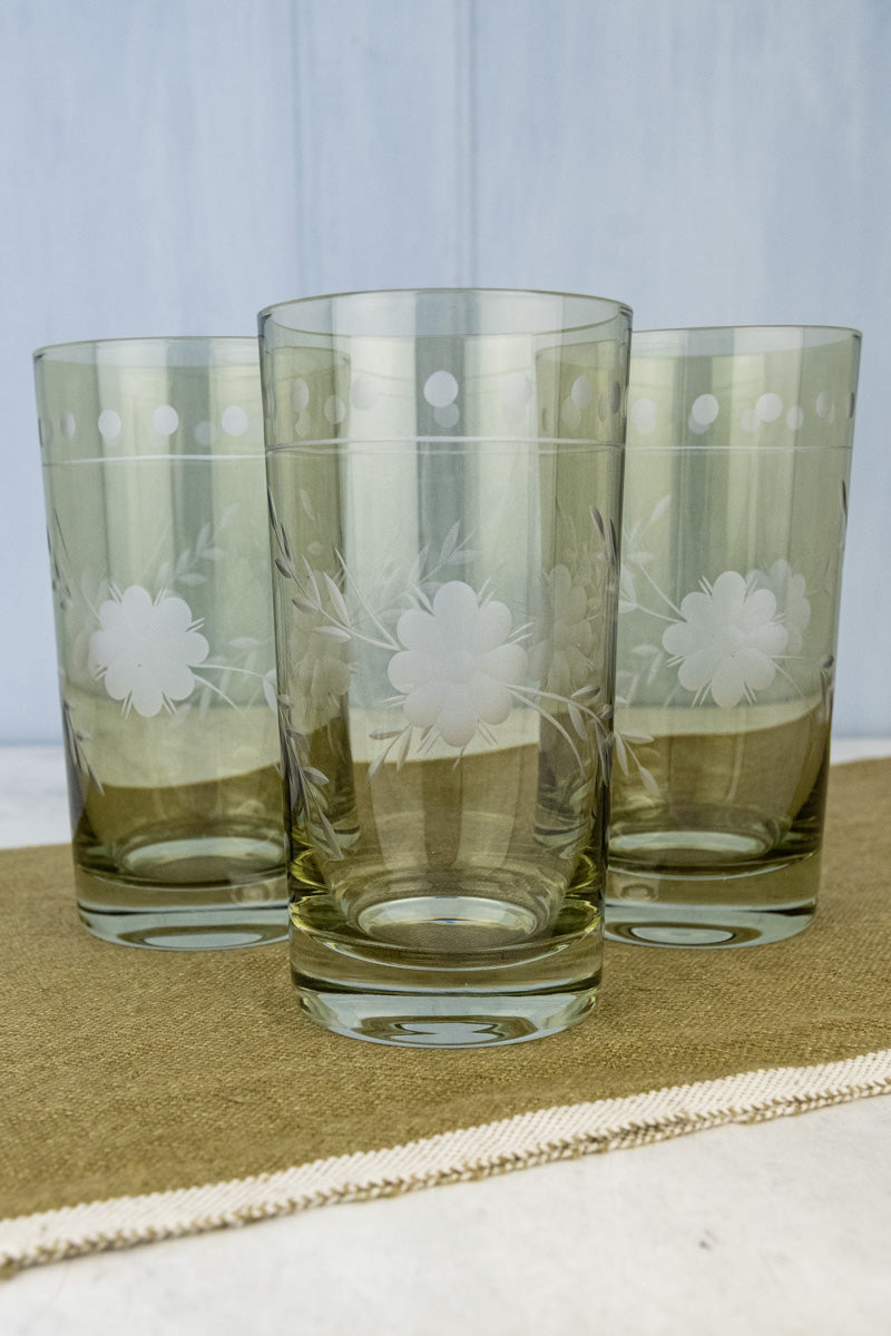 Etched Green Tumbler - Set of 4