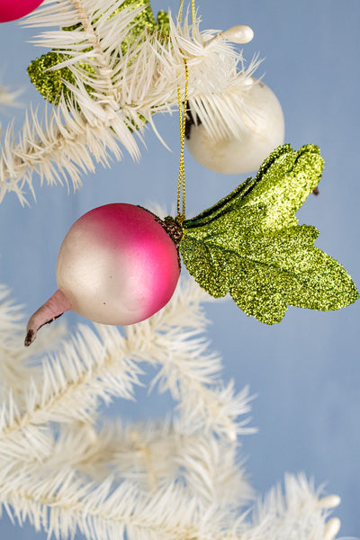 Farmer's Market Glittering Radish Glass Ornament