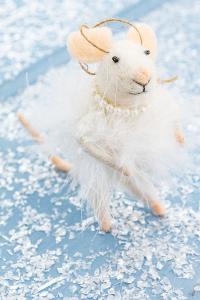 Fiona Feathers & Pearls Mouse Ornament