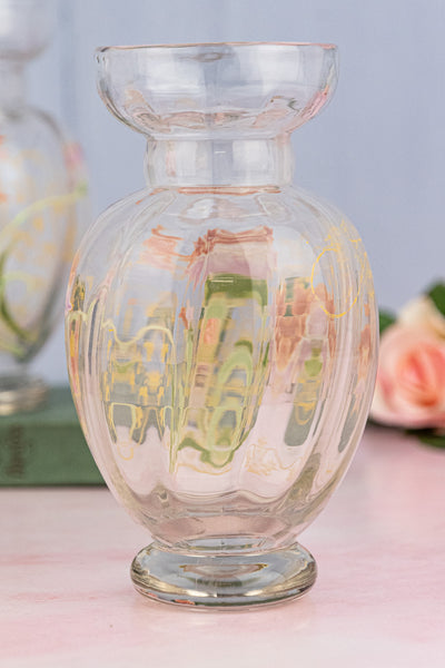Antique French Enameled Glass Vase Pair