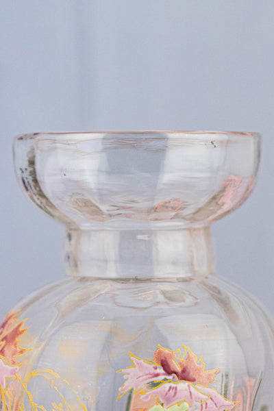 Antique French Enameled Glass Vase Pair