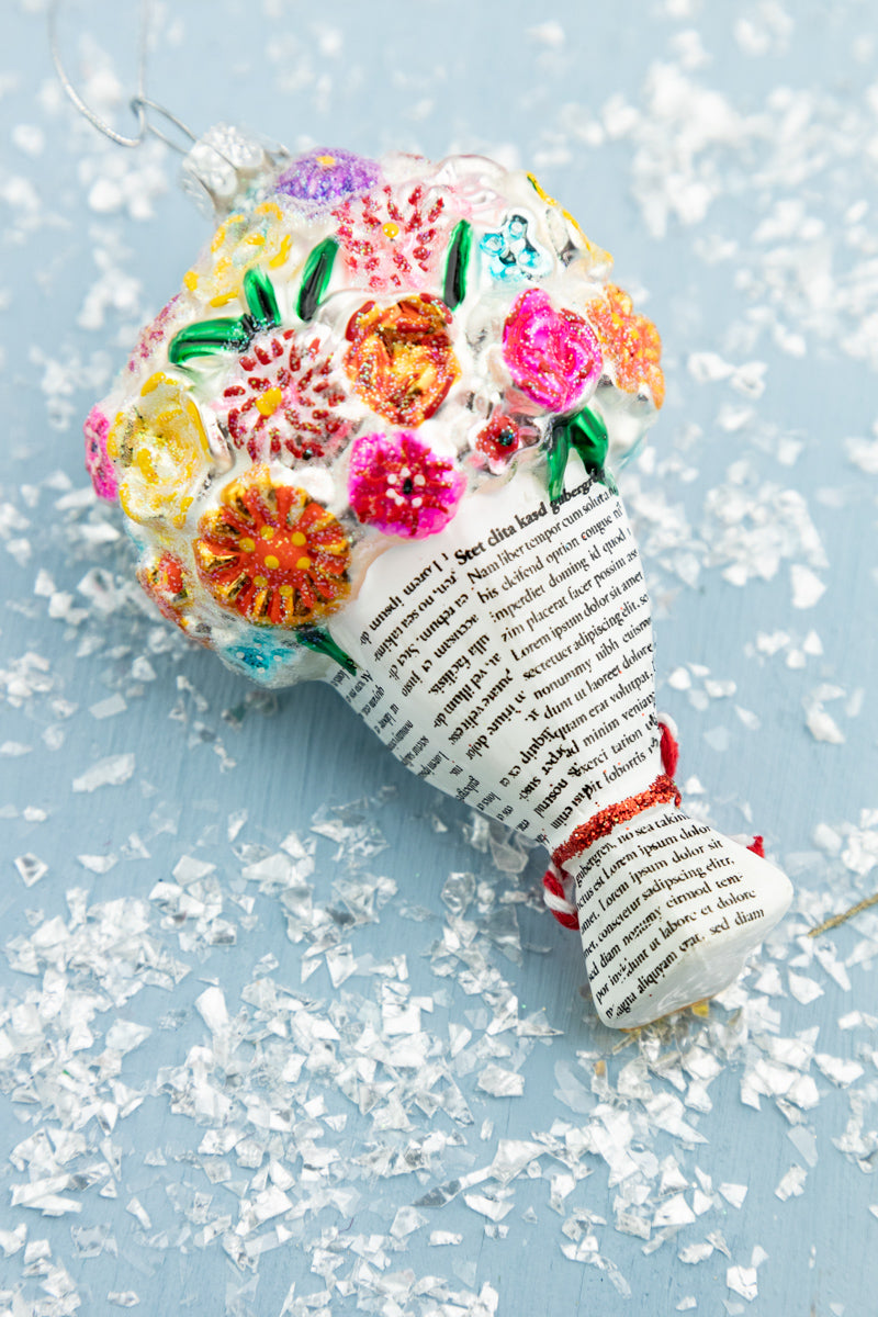 Floral Special Delivery Bouquet Glass Ornament, image 3 of 3