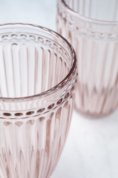 Fluted Dot Pink Glass Tall Tumbler - Set of 2