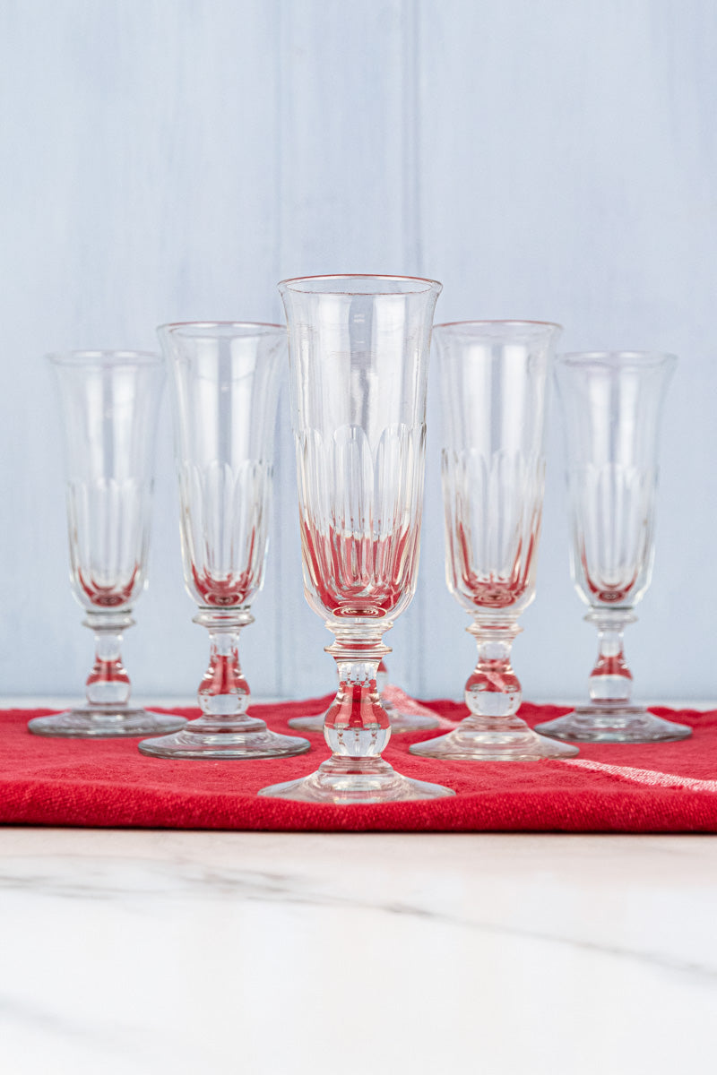 Antique Baccarat Crystal Champagne Flutes - Set of 6