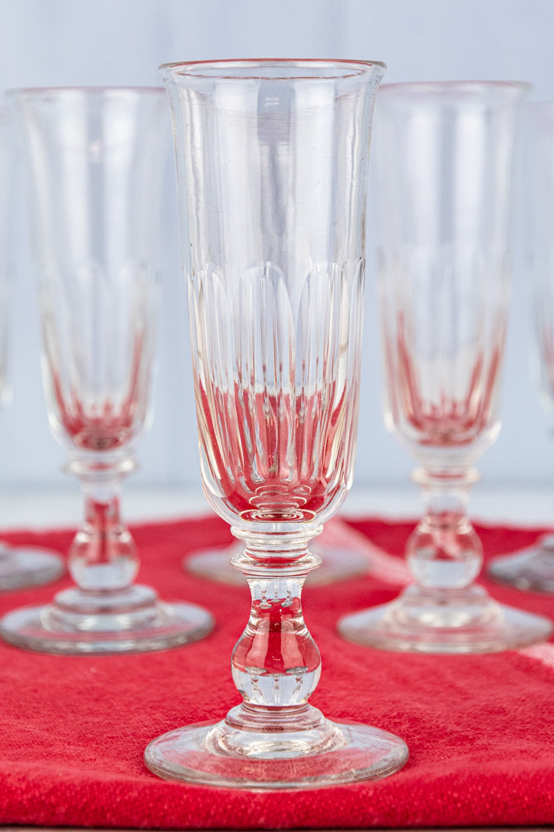 Antique Baccarat Crystal Champagne Flutes - Set of 6