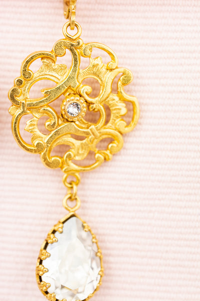 French Art Nouveau Crystal Teardrop Earrings