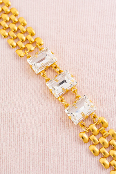 French Crystal Emerald Cut Cuff Bracelet