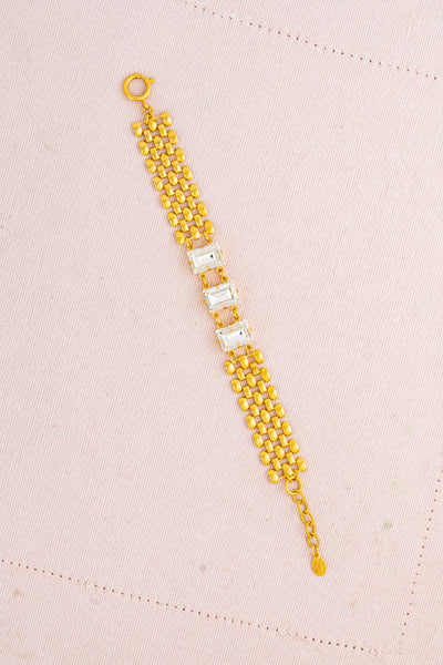 French Crystal Emerald Cut Cuff Bracelet