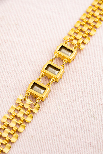 French Crystal Emerald Cut Cuff Bracelet