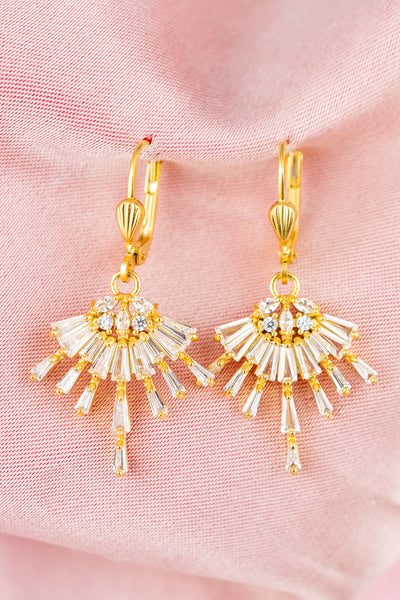 French Crystal Spray Earrings