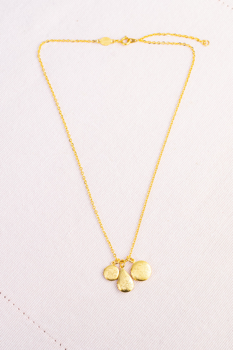 French Triple Locket Necklace