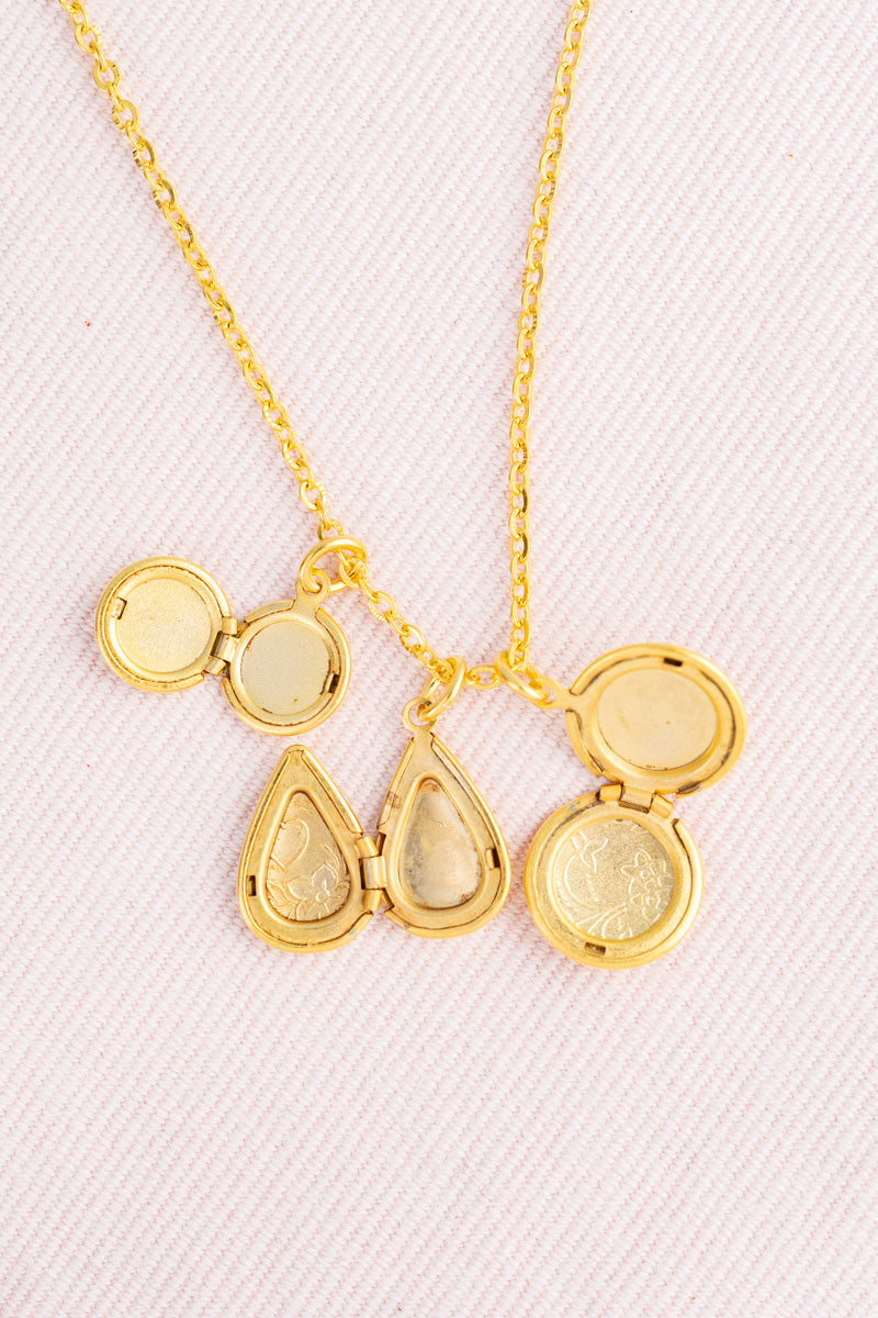 French Triple Locket Necklace
