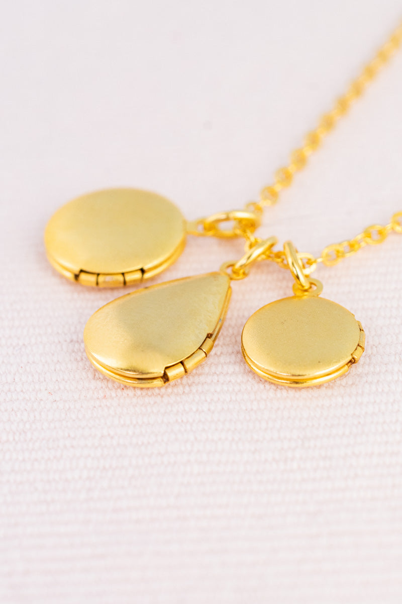 French Triple Locket Necklace