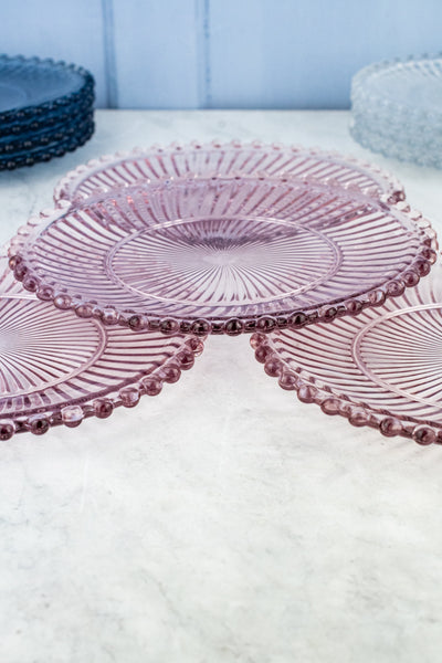 French Lace Pressed Glass Plates - Set of 4