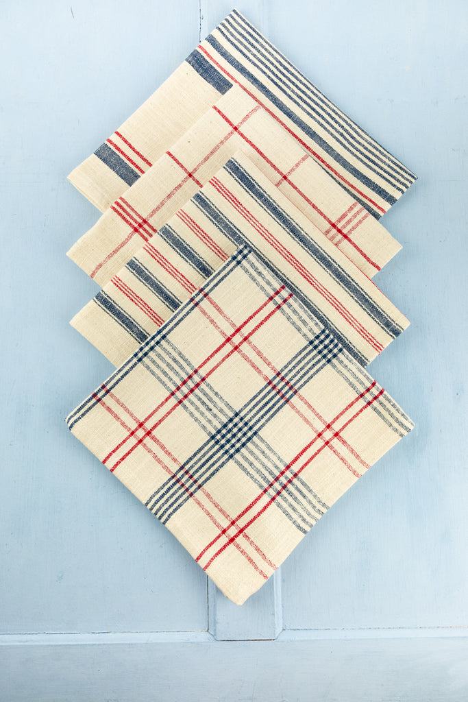 French Striped Organic Cotton Napkins - Set of 4