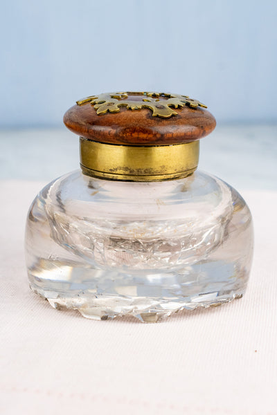 Georgian Burl Wood & Brass Ink Stand